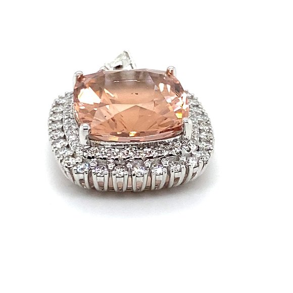 Morganite 13.30ct Natural Diamonds Solid 18K White Gold Pendant - Picture 5 of 7